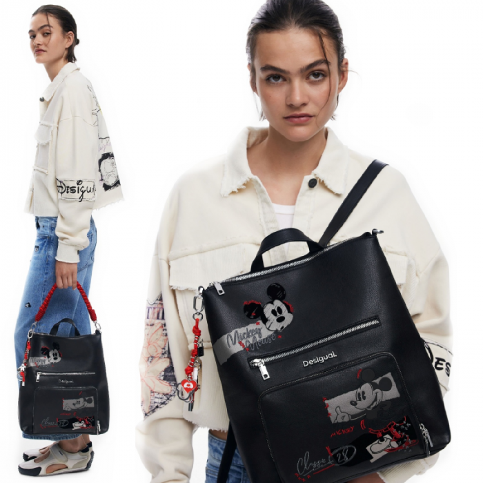 Rucsac de dama, Desigual, seria Mickey Rock Pretoria, Negru [4]