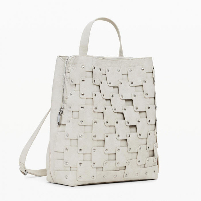 Rucsac de dama, Desigual, seria New Patch 1 Piedra, Alb [2]