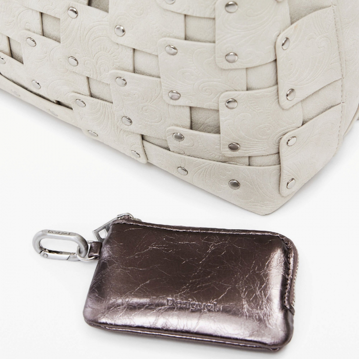 Rucsac de dama, Desigual, seria New Patch 1 Piedra, Alb [5]