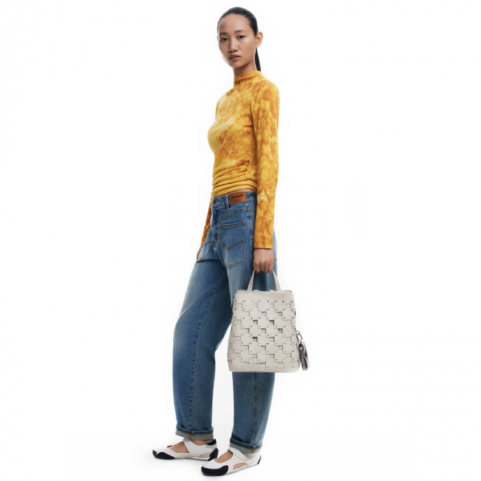 Rucsac de dama, Desigual, seria New Patch 1 Piedra, Alb [7]