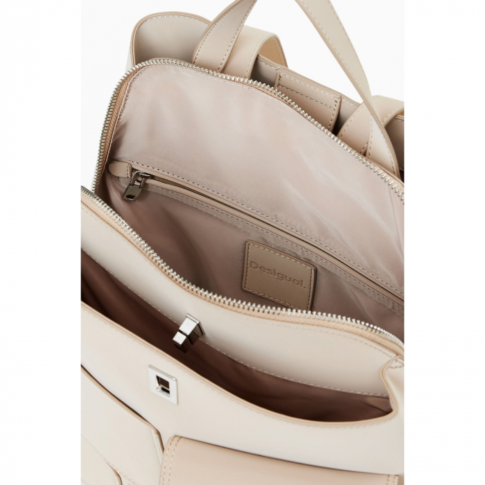 Rucsac de dama, Desigual, seria Pocket Face Sumy Multipocket, Crem [3]