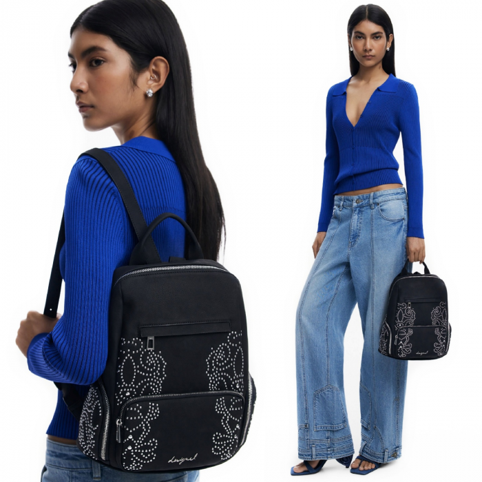 Rucsac de dama, Desigual, seria Poker Face Chester, Negru [3]