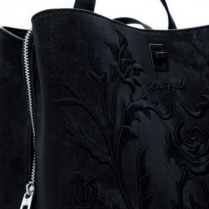 Rucsac de dama, Desigual, seria Romeo Floral Total, Negru [7]