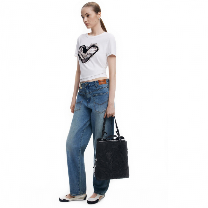 Rucsac de dama, Desigual, seria Romeo Floral Total, Negru [6]