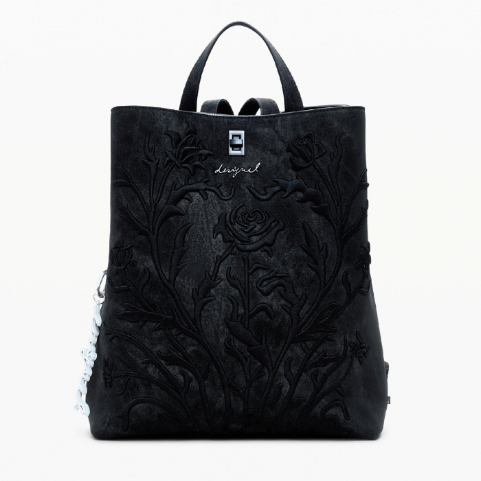 Rucsac de dama, Desigual, seria Romeo Floral Total, Negru [4]