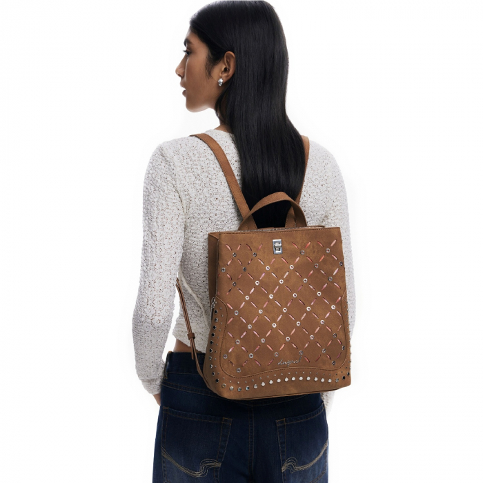 Rucsac de dama, Desigual, seria Yankee Metal Patch Sumy, Maro camel [1]