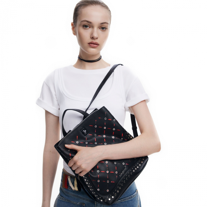 Rucsac de dama, Desigual, seria Yankee Metal Patch Sumy, Negru [1]