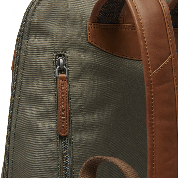 Rucsac de dama din nylon si  piele naturala, The Chesterfield Brand, Nesna, Verde inchis [5]