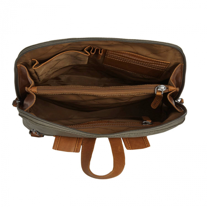 Rucsac de dama din nylon si  piele naturala, The Chesterfield Brand, Nesna, Verde inchis [3]