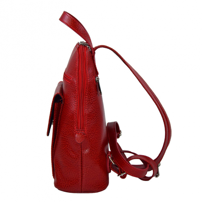 Rucsac de dama din piele naturala moale, model 119, Rosu mat [4]