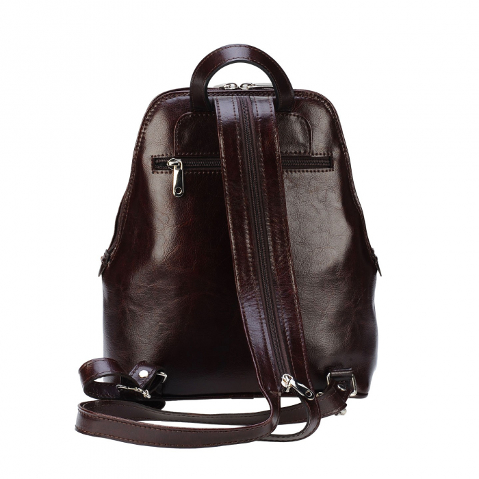 Rucsac de dama din piele naturala, model 119, Maro inchis [3]