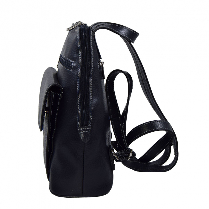 Rucsac de dama din piele naturala moale, model 119, Bleumarin mat [4]