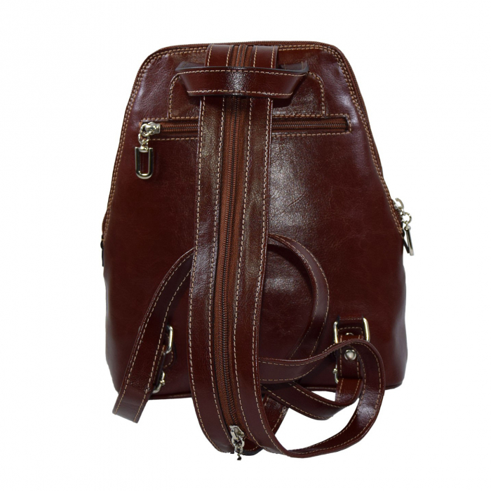 Rucsac de dama din piele naturala, model 119, Maro coniac [3]