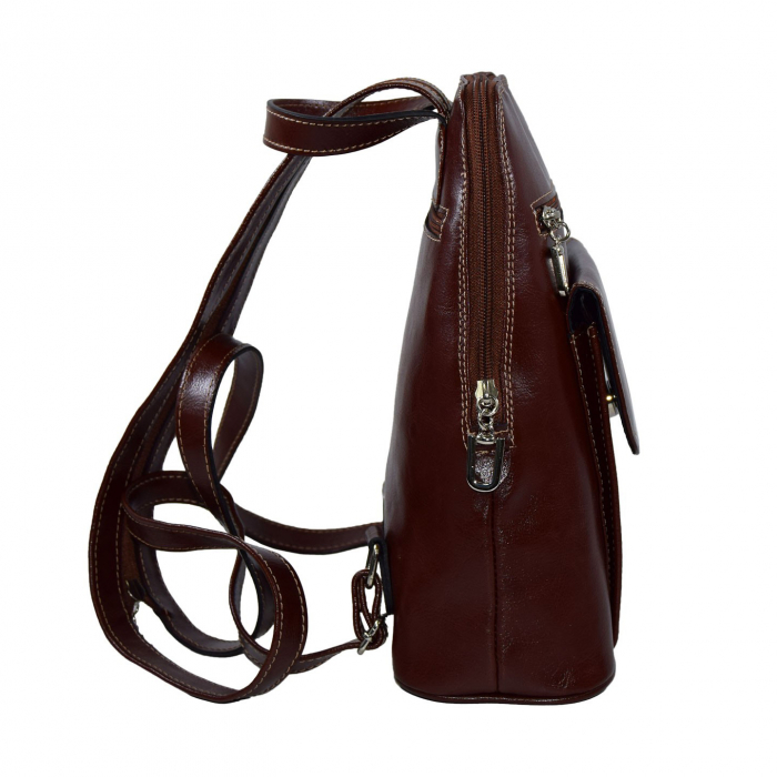 Rucsac de dama din piele naturala, model 119, Maro coniac [5]
