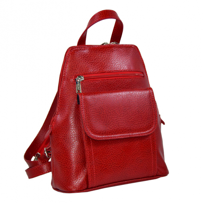 Rucsac de dama din piele naturala moale, model 119, Rosu mat [1]