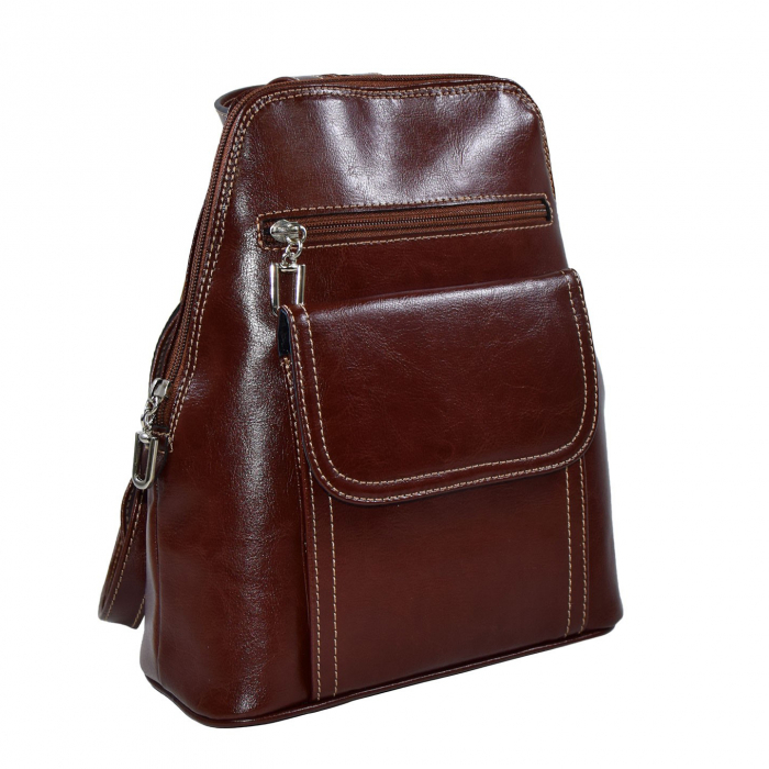 Rucsac de dama din piele naturala, model 119, Maro coniac [1]