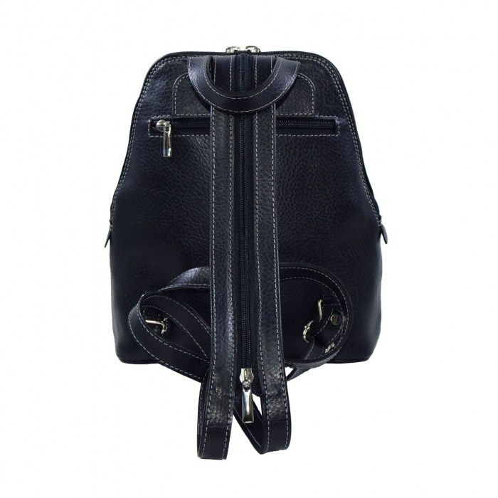 Rucsac de dama din piele naturala moale, model 119, Bleumarin mat [3]
