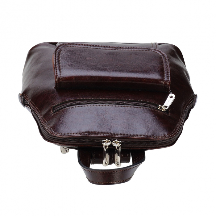 Rucsac de dama din piele naturala, model 119, Maro inchis [6]