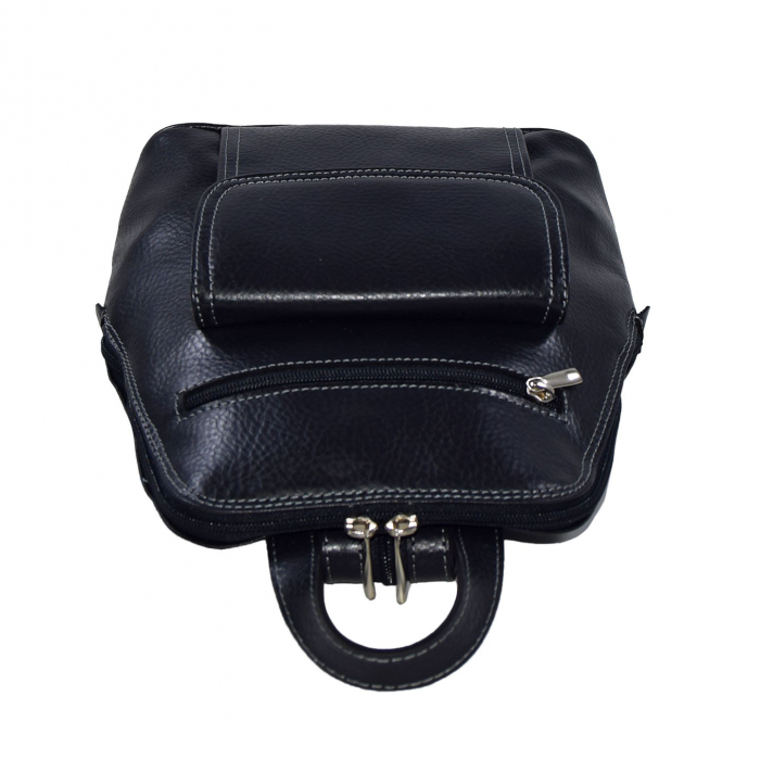 Rucsac de dama din piele naturala moale, model 119, Bleumarin mat [6]