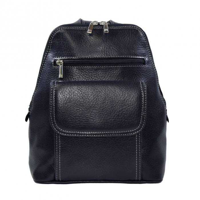 Rucsac de dama din piele naturala moale, model 119, Bleumarin mat [2]