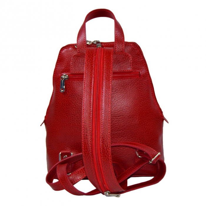 Rucsac de dama din piele naturala moale, model 119, Rosu mat [3]