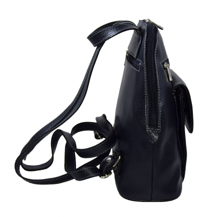 Rucsac de dama din piele naturala moale, model 119, Bleumarin mat [5]