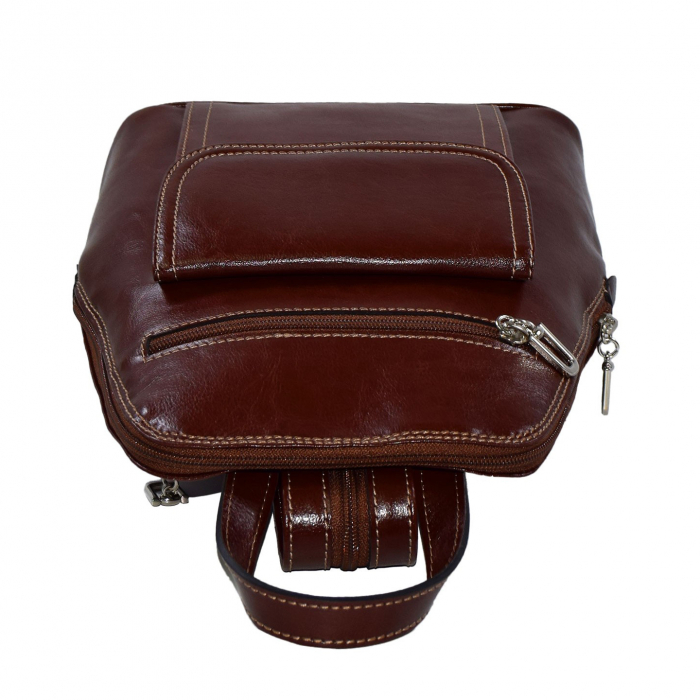 Rucsac de dama din piele naturala, model 119, Maro coniac [6]