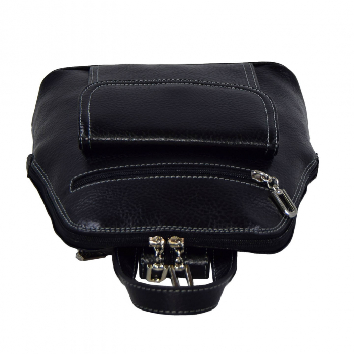 Rucsac de dama din piele naturala moale, model 119, Negru mat [6]