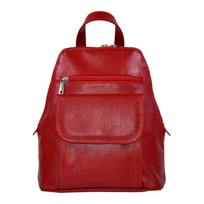 Rucsac de dama din piele naturala moale, model 119, Rosu mat [2]