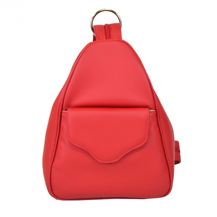 Rucsac de dama din piele naturala moale, model 126, Rosu mat [2]
