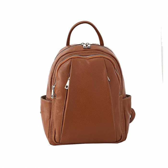 Rucsac de dama din piele naturala, model R137, Maro coniac [2]