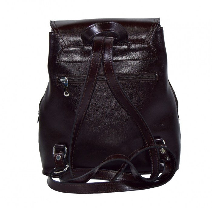 Rucsac de dama din piele naturala, model 097, Maro inchis [3]