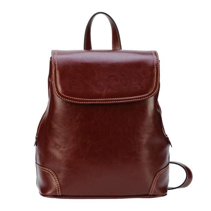 Rucsac de dama din piele naturala, model 097, Maro coniac [2]