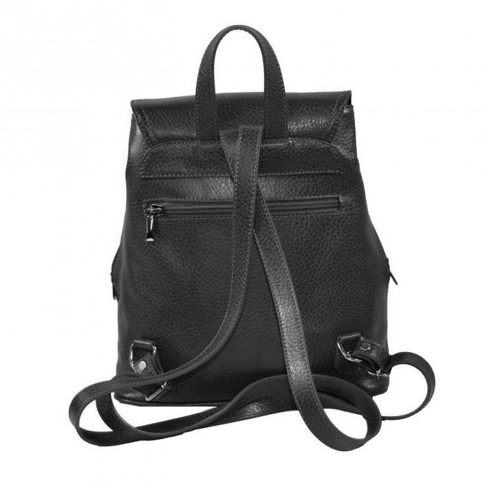 Rucsac de dama din piele naturala moale, model 097, Negru mat [3]