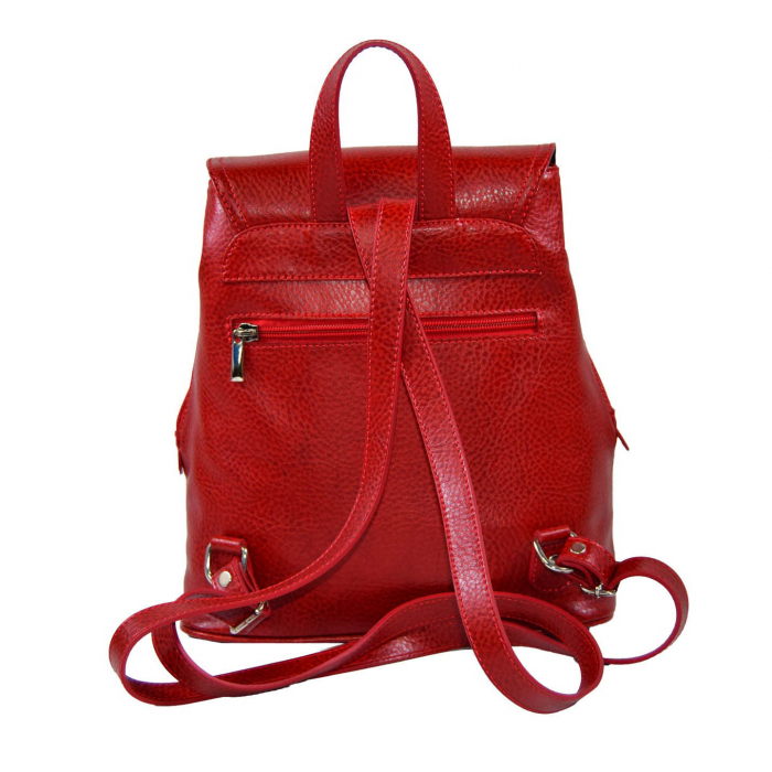 Rucsac de dama din piele naturala moale, model 097, Rosu mat [3]