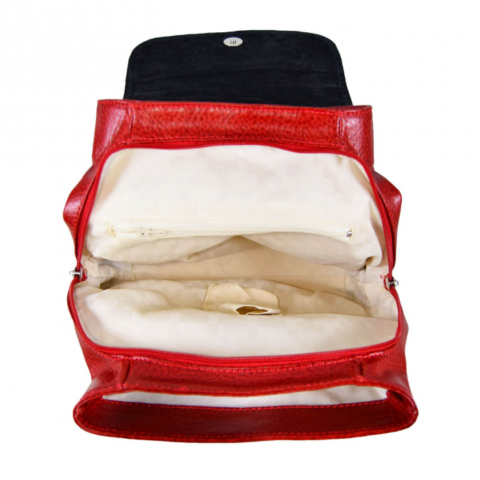 Rucsac de dama din piele naturala moale, model 097, Rosu mat [5]