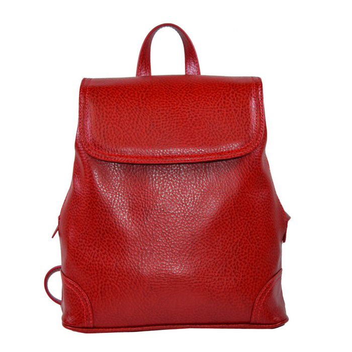 Rucsac de dama din piele naturala moale, model 097, Rosu mat [2]