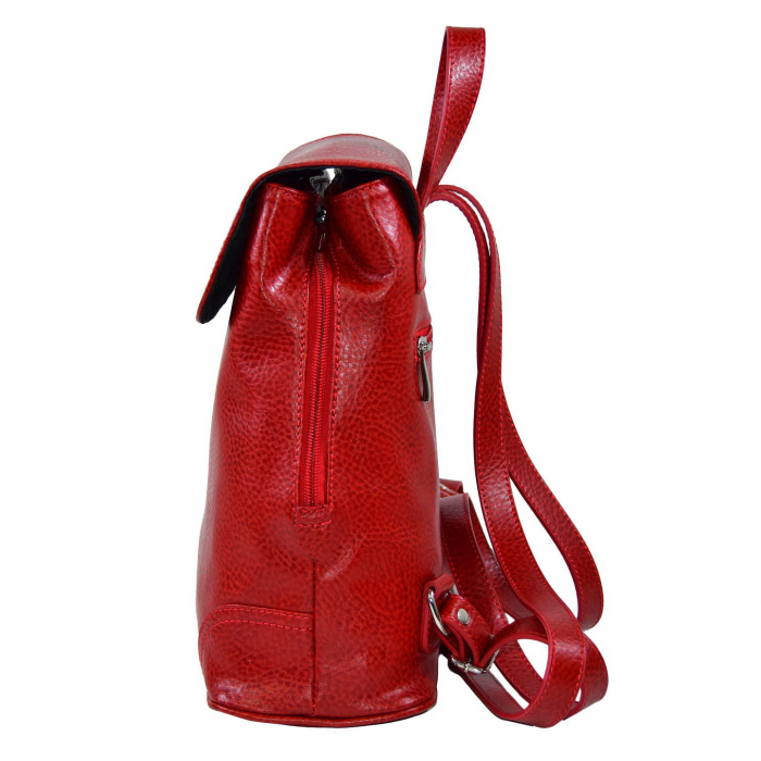 Rucsac de dama din piele naturala moale, model 097, Rosu mat [4]