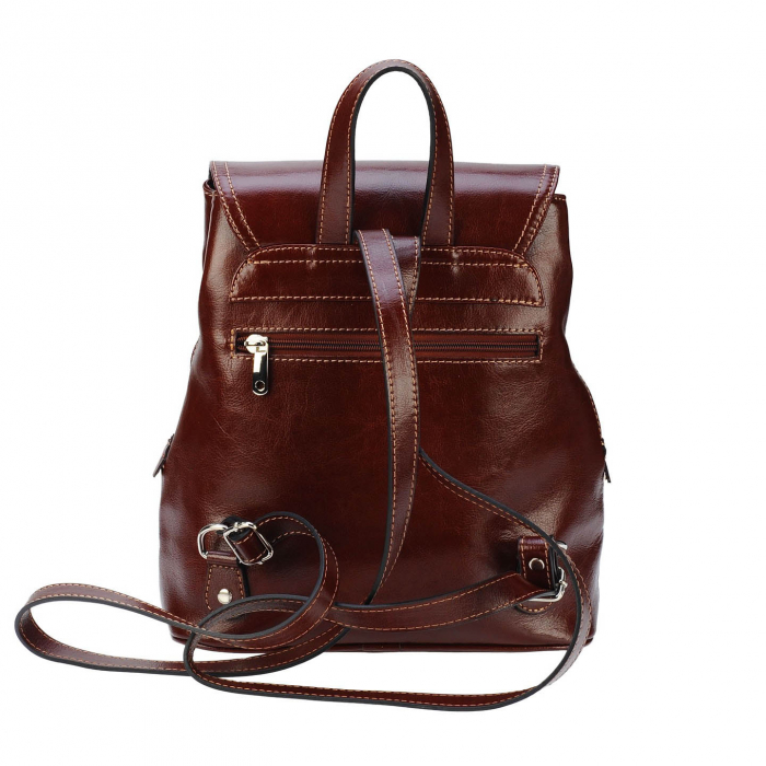 Rucsac de dama din piele naturala, model 097, Maro coniac [3]