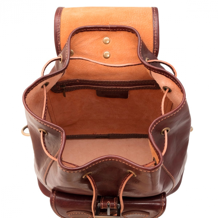 Rucsac de dama din piele naturala vachetta, model R 125, Maro roscat [3]
