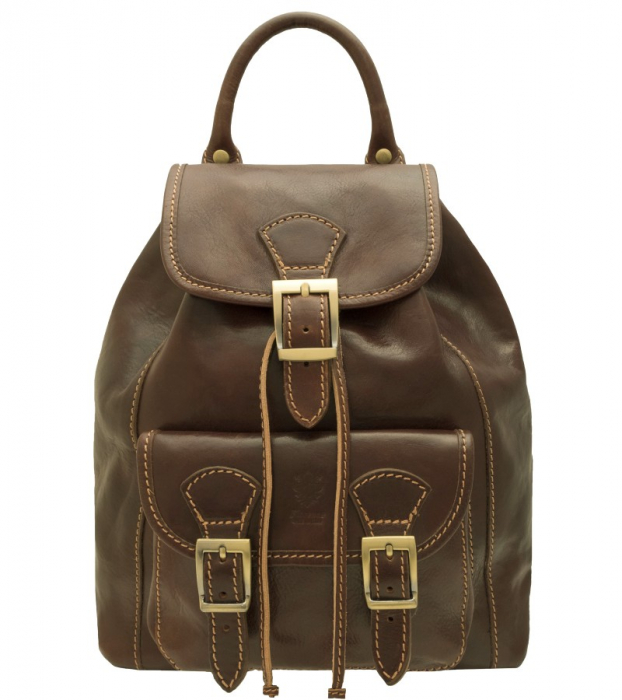 Rucsac de dama din piele naturala vachetta, model R 125, Maro inchis [2]