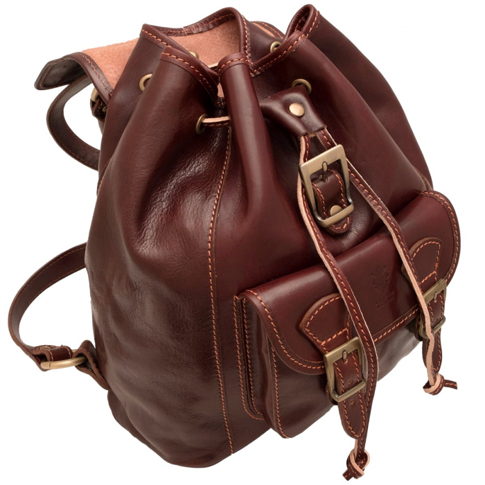 Rucsac de dama din piele naturala vachetta, model R 125, Maro roscat [2]