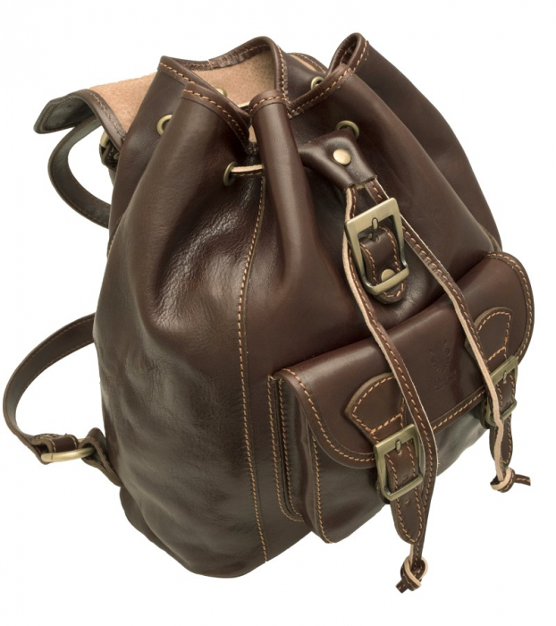 Rucsac de dama din piele naturala vachetta, model R 125, Maro inchis [5]