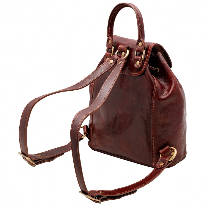 Rucsac de dama din piele naturala vachetta, model R 125, Maro roscat [5]