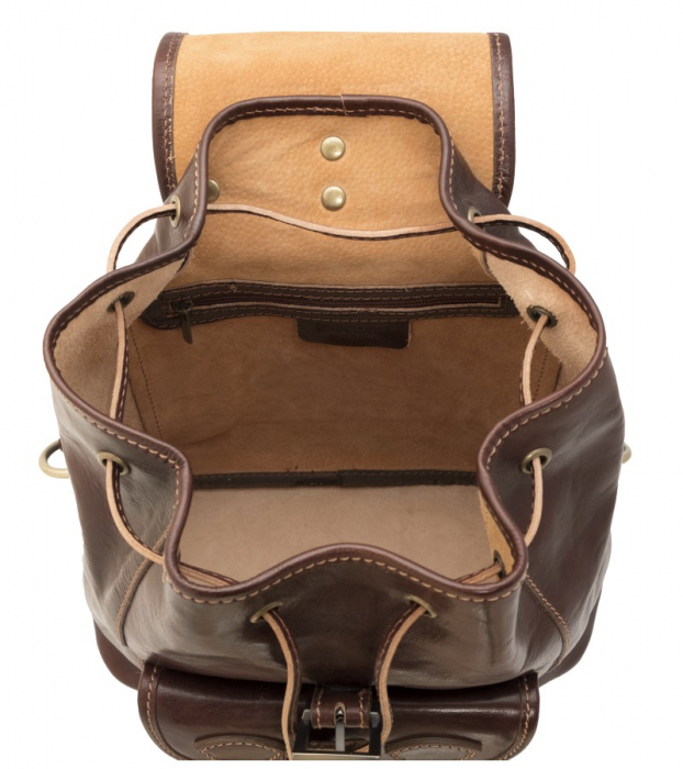 Rucsac de dama din piele naturala vachetta, model R 125, Maro inchis [6]