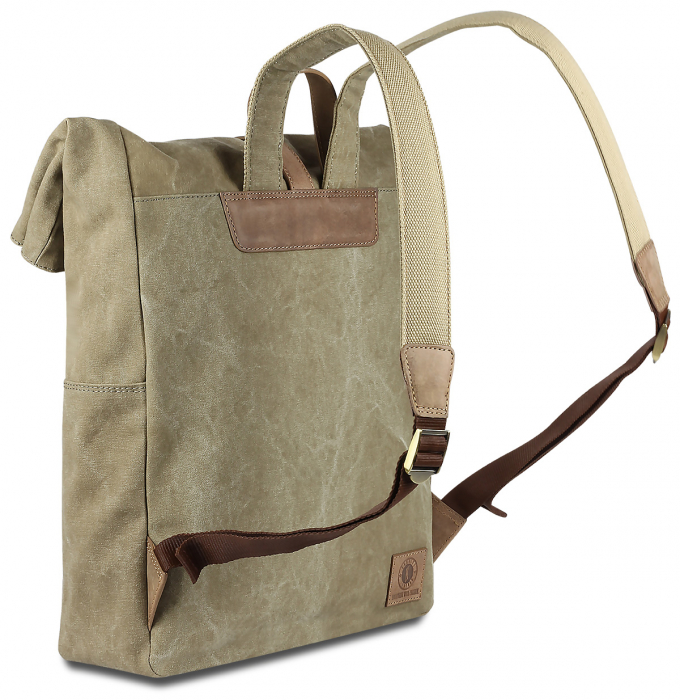 Rucsac pentru barbati, bumbac rezistent si piele naturala, Klondike, seria Dawson, Verde olive [12]