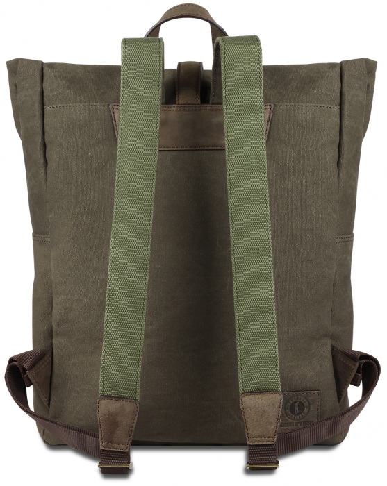 Rucsac pentru barbati, bumbac rezistent si piele naturala, Klondike, seria Dawson, Verde olive [7]