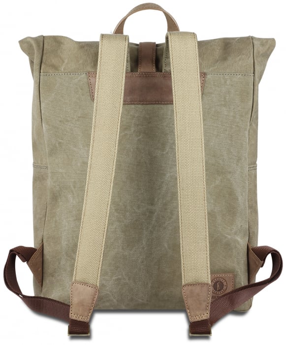 Rucsac pentru barbati, bumbac rezistent si piele naturala, Klondike, seria Dawson, Verde olive [9]