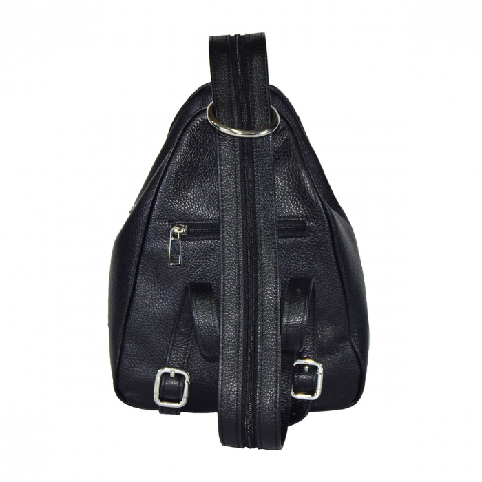 Rucsac de dama din piele naturala moale, model 126, Negru mat [4]
