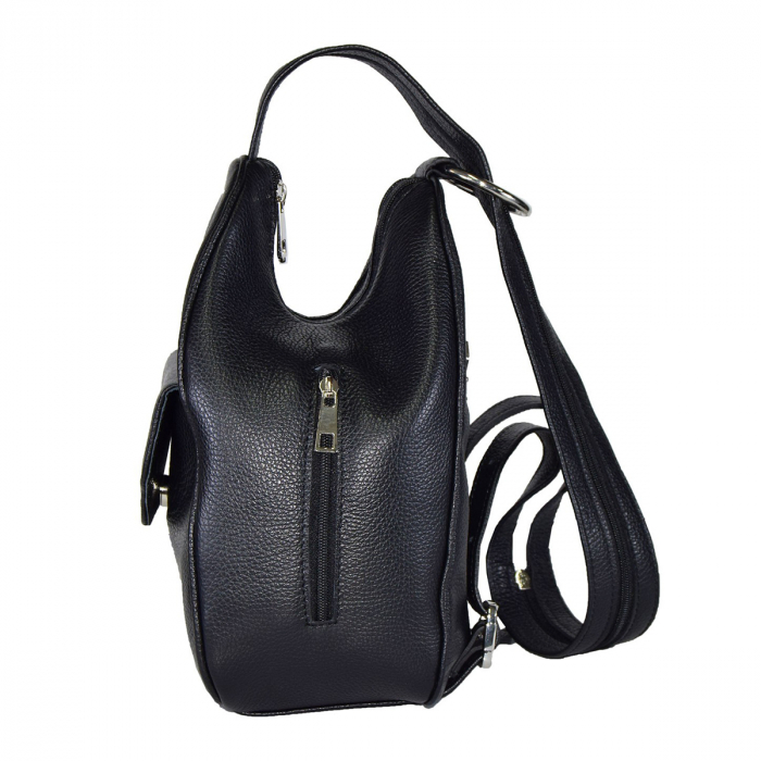 Rucsac de dama din piele naturala moale, model 126, Negru mat [5]
